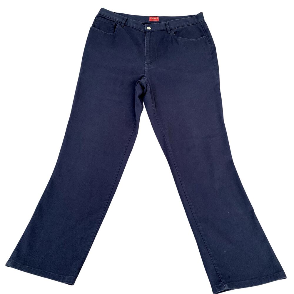 Women's Chaps Blue Denim Stretch Straight Leg Pant Size 14